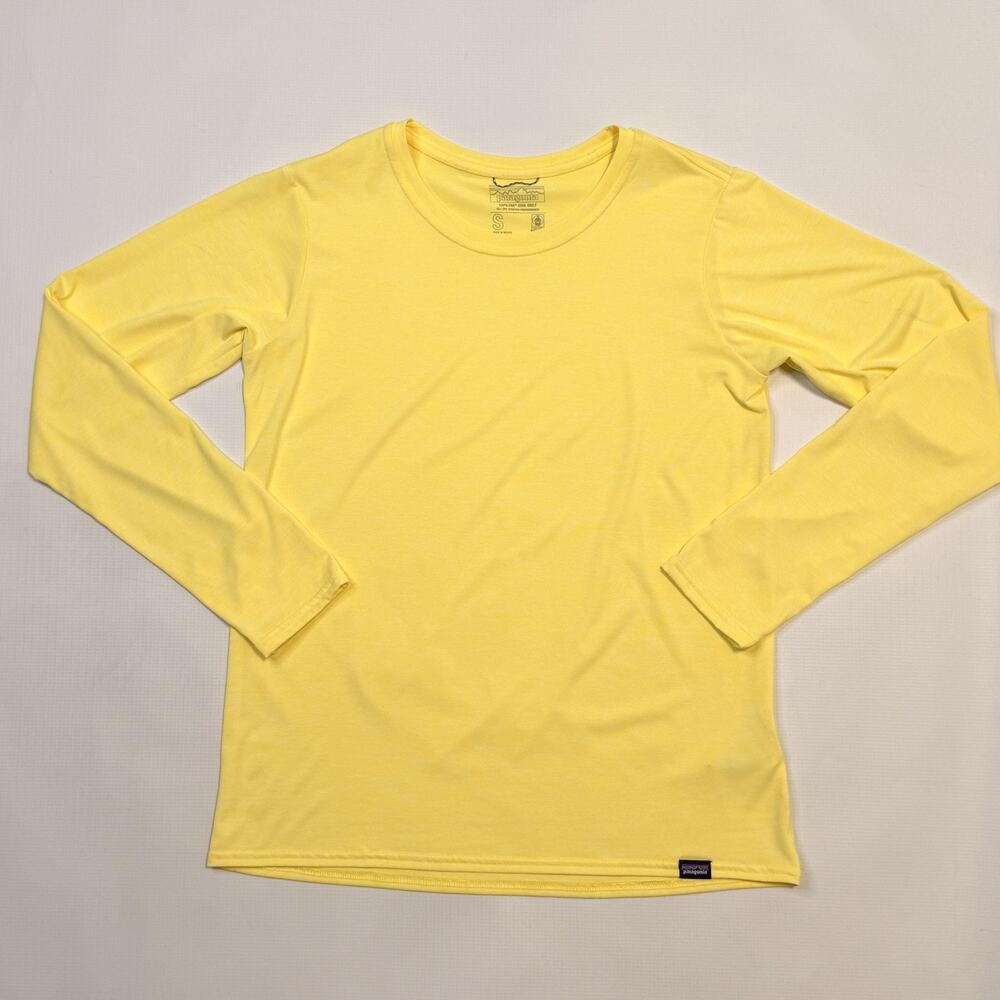Patagonia Shirt Mens Small Yellow Long Sleeve Capilene Cool Daily 50+ UPF Sun